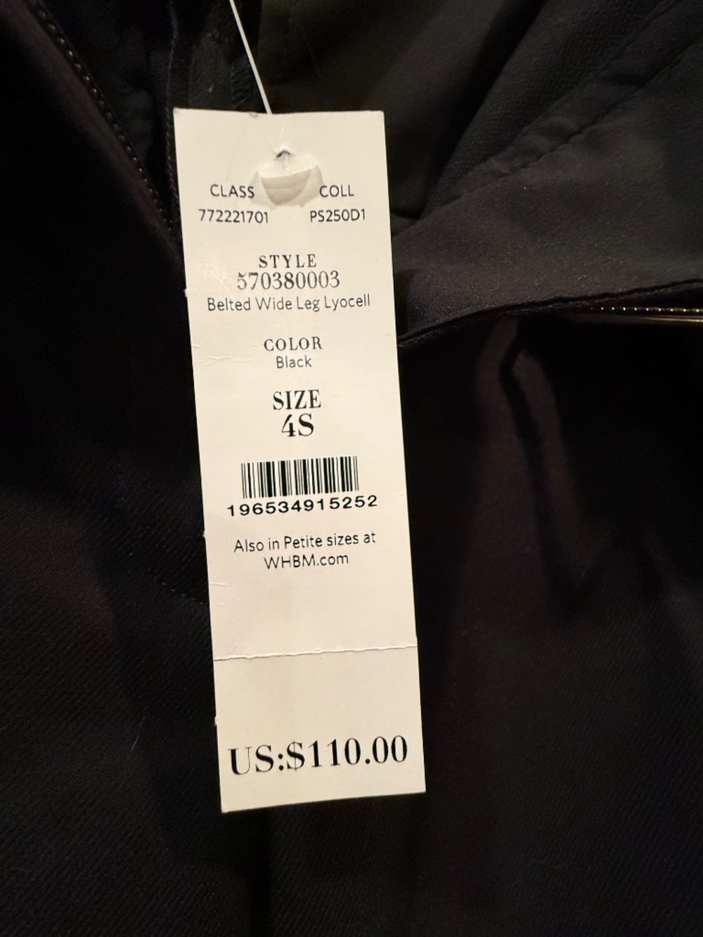 WHITE HOUSE BLACK MARKET WIDE LEG TROUSERS, SIZE 4S - Picture 7 of 8